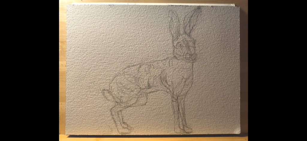 "A Hare in the Dark" - an original mixed-media painting