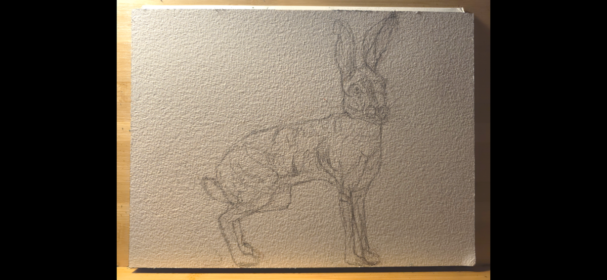 "A Hare in the Dark" - an original mixed-media painting