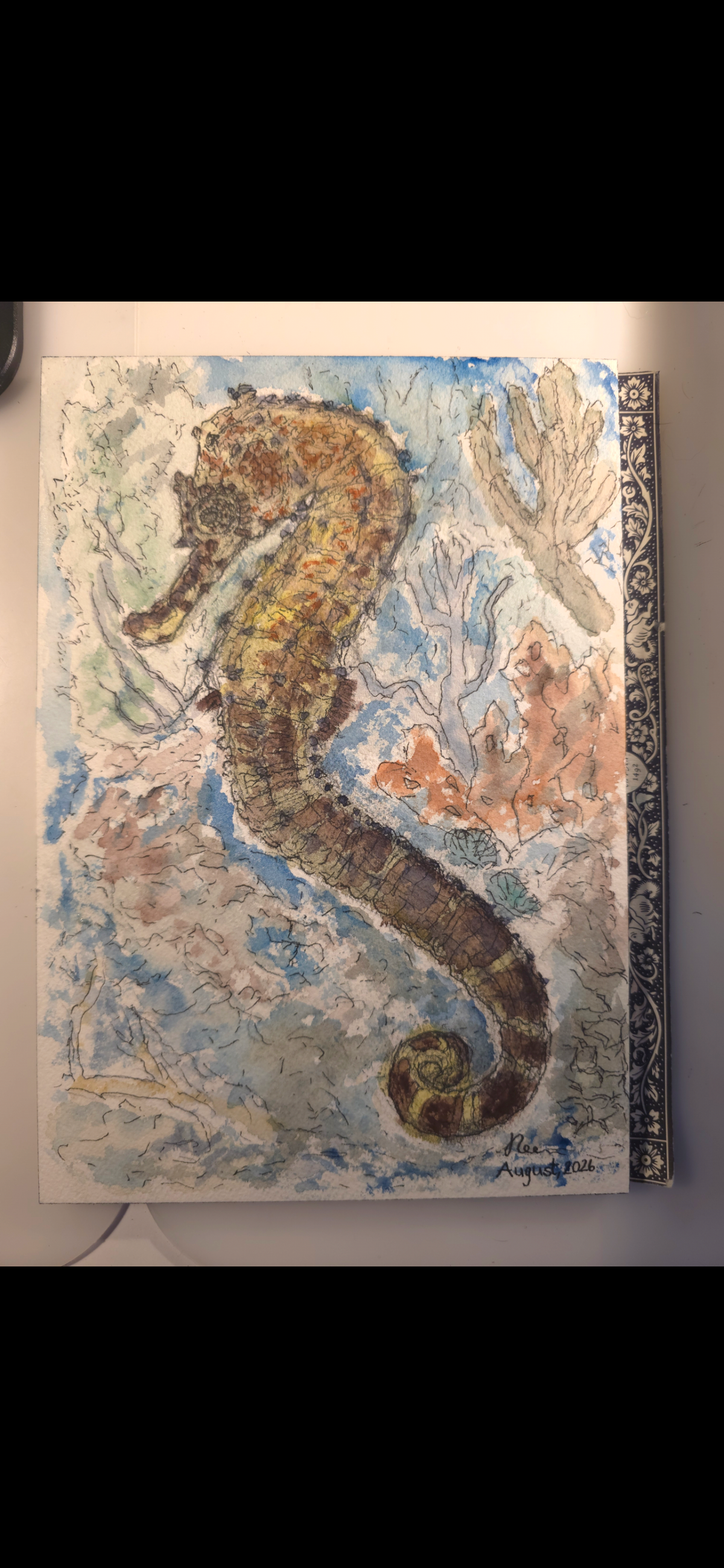 "A Seahorse" - an original mixed-media painting