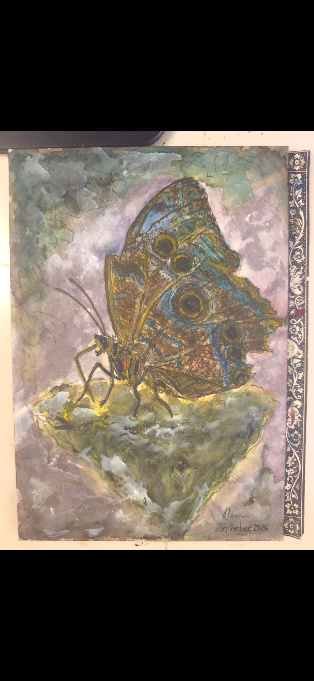 "A Butterfly in the Dark" - an original mixed-media painting