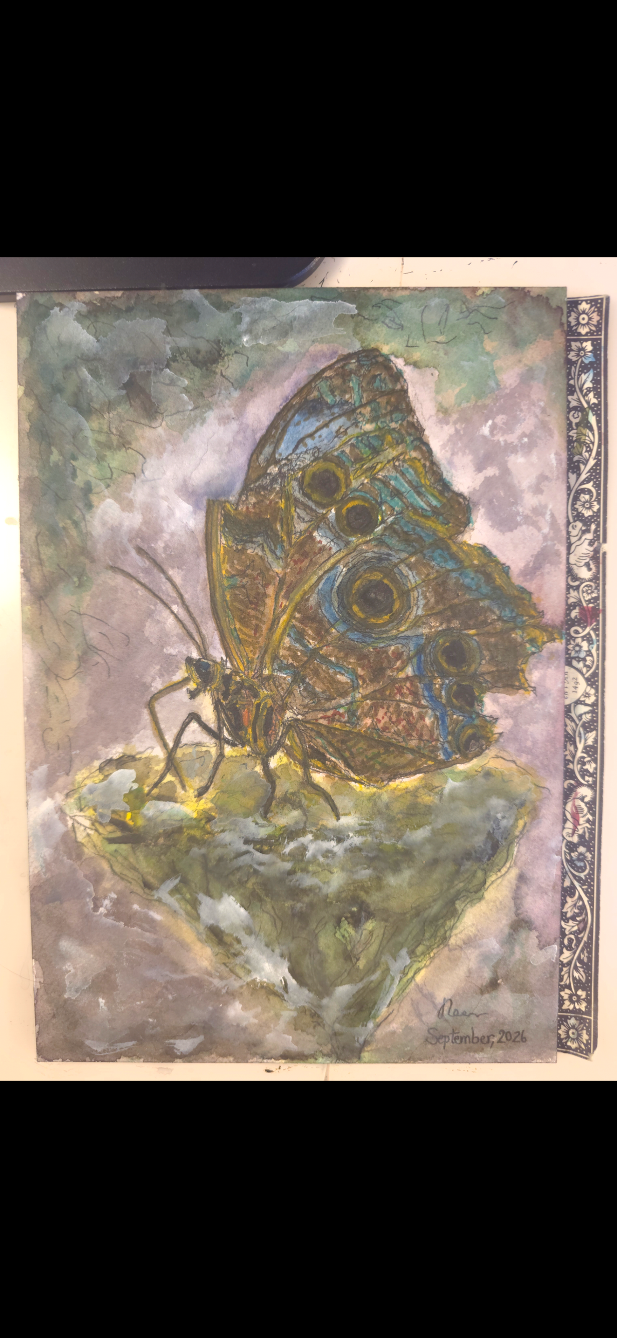 "A Butterfly in the Dark" - an original mixed-media painting