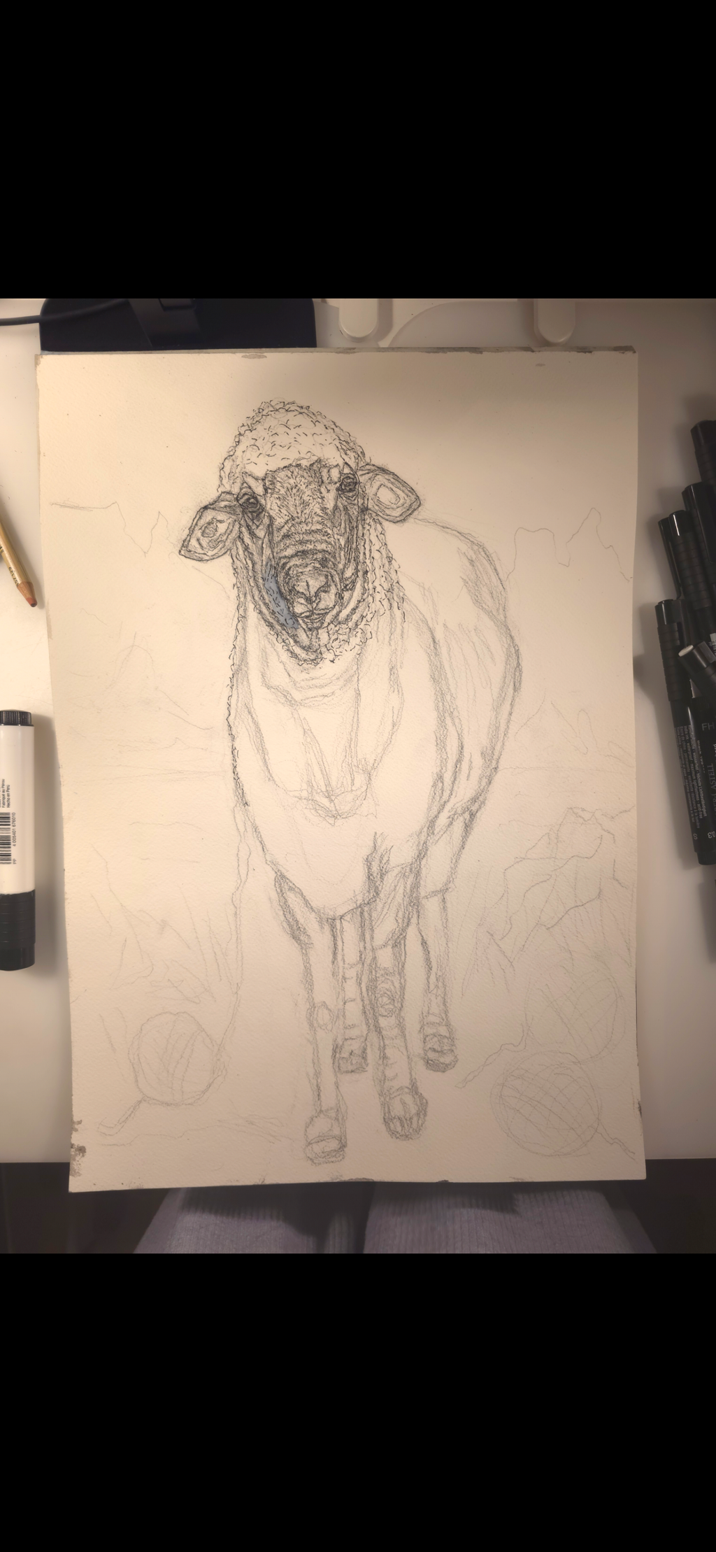"A Sheep and the Sea" - an original mixed-media painting