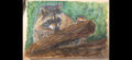 "A Racoon Hiding" - an original mixed-media painting