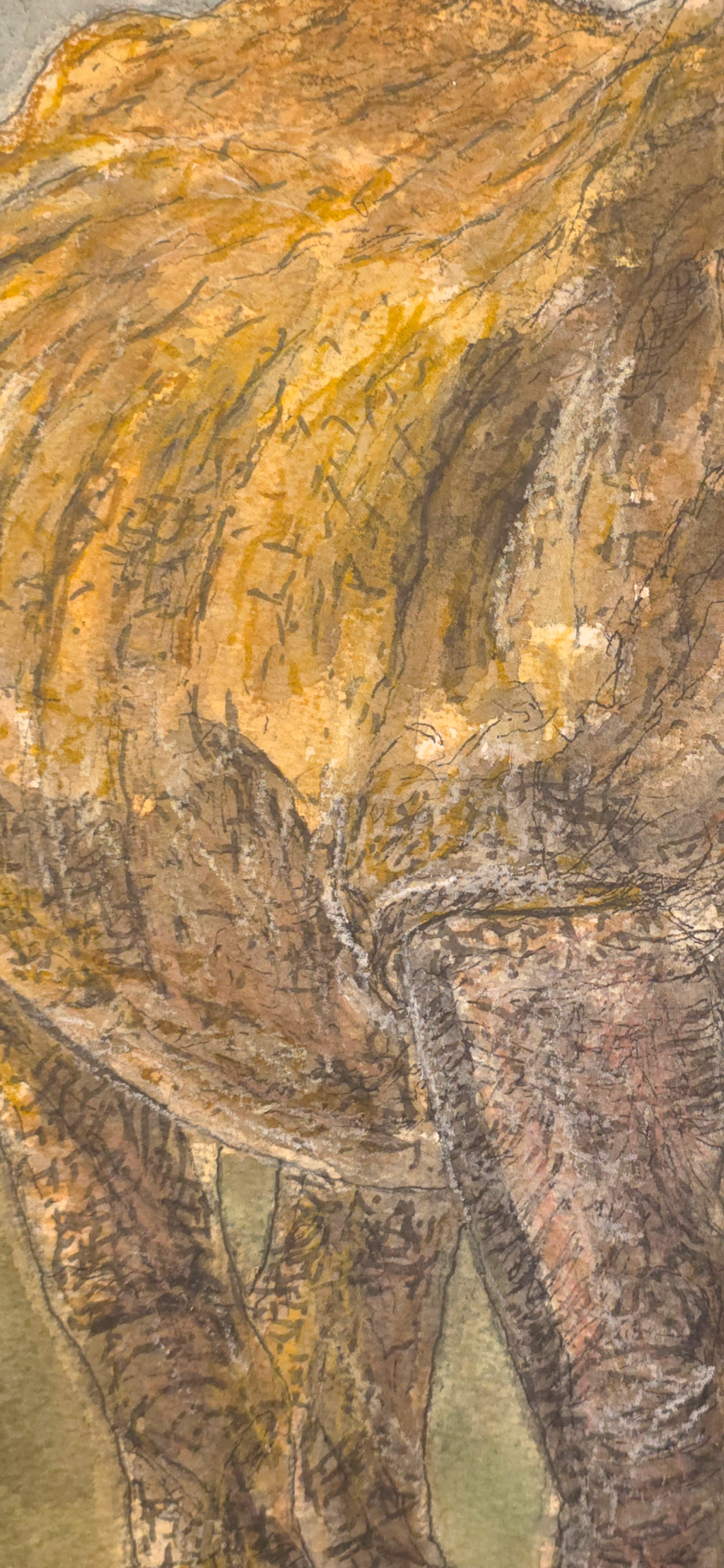 "A Rhino in a Savannah" - an original mixed-media painting