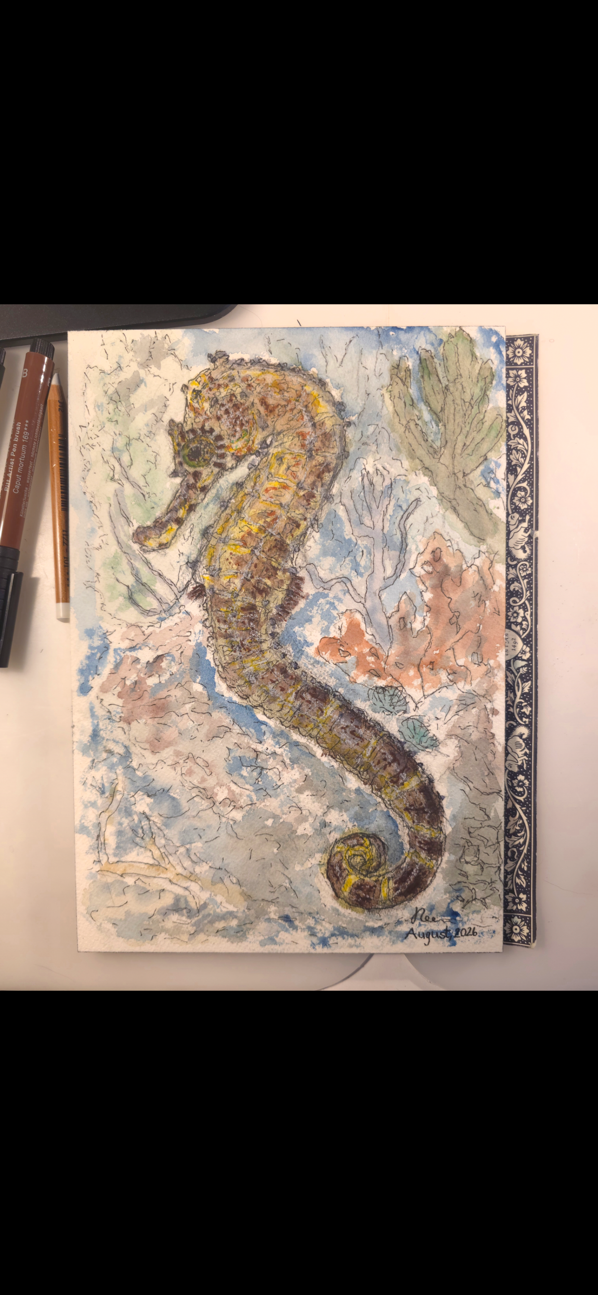 "A Seahorse" - an original mixed-media painting