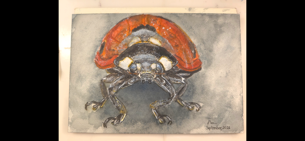 "A Ladybird in the Dark" - an original mixed-media painting