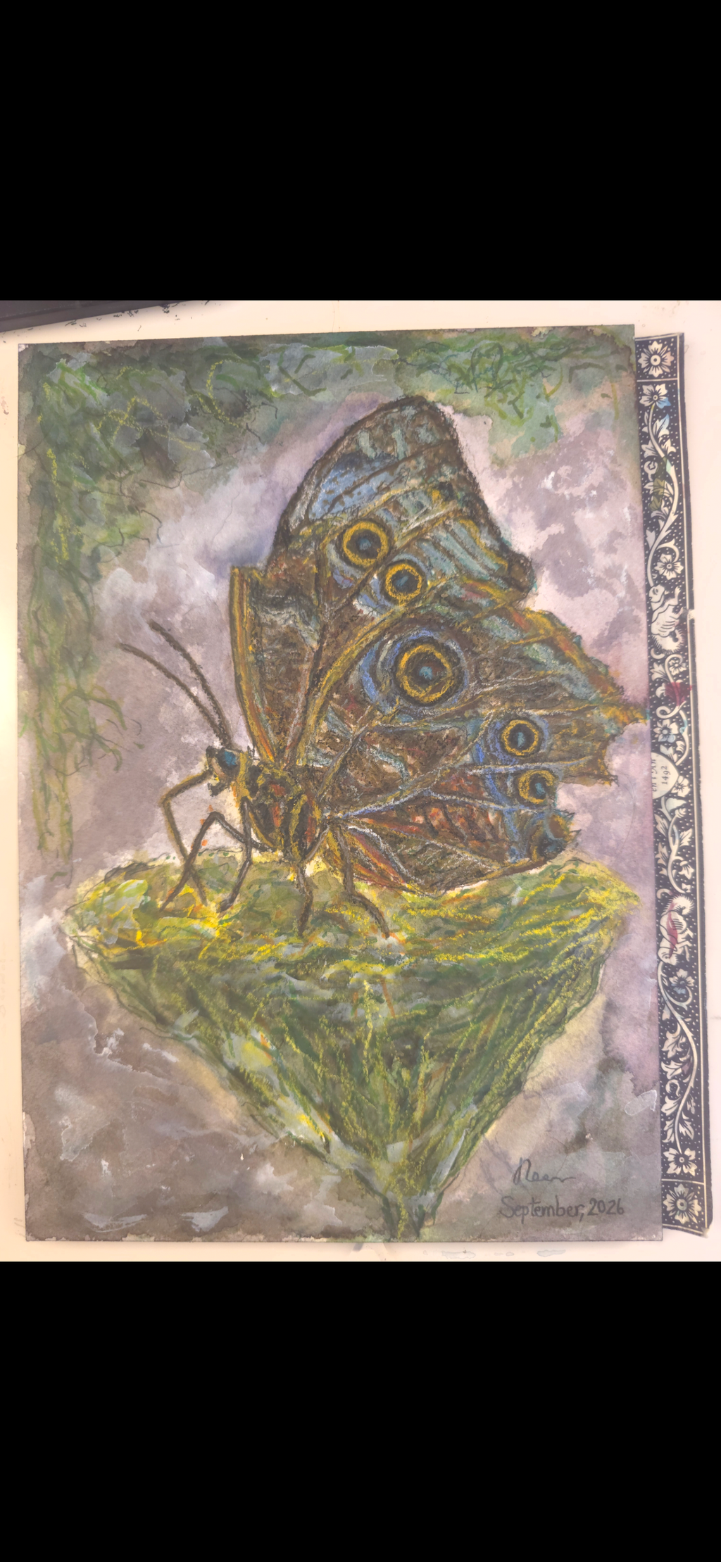 "A Butterfly in the Dark" - an original mixed-media painting