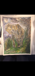"An Elephant in the Moonlight" - an original mixed-media painting