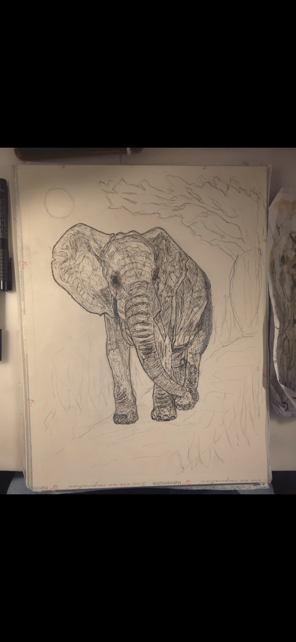 "An Elephant in the Moonlight" - an original mixed-media painting