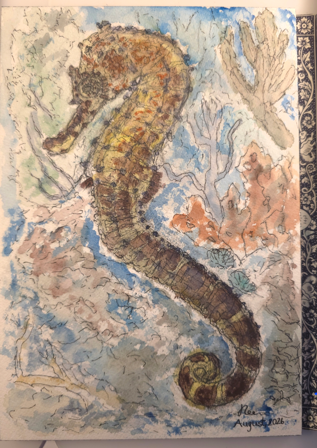 "A Seahorse" - an original mixed-media painting