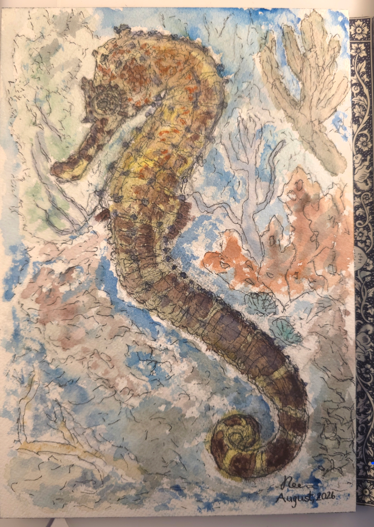 "A Seahorse" - an original mixed-media painting