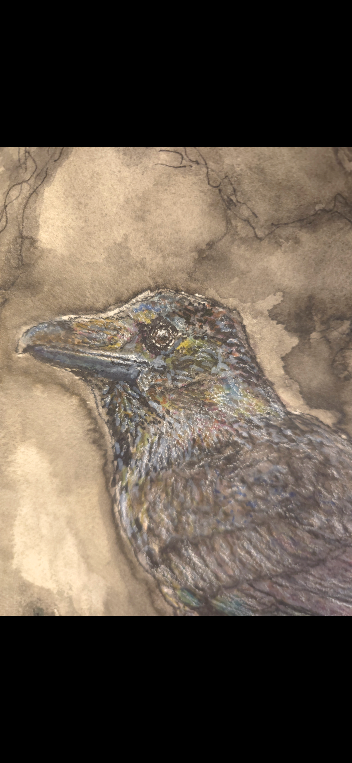 "A Raven in the Night" - an original mixed-media painting