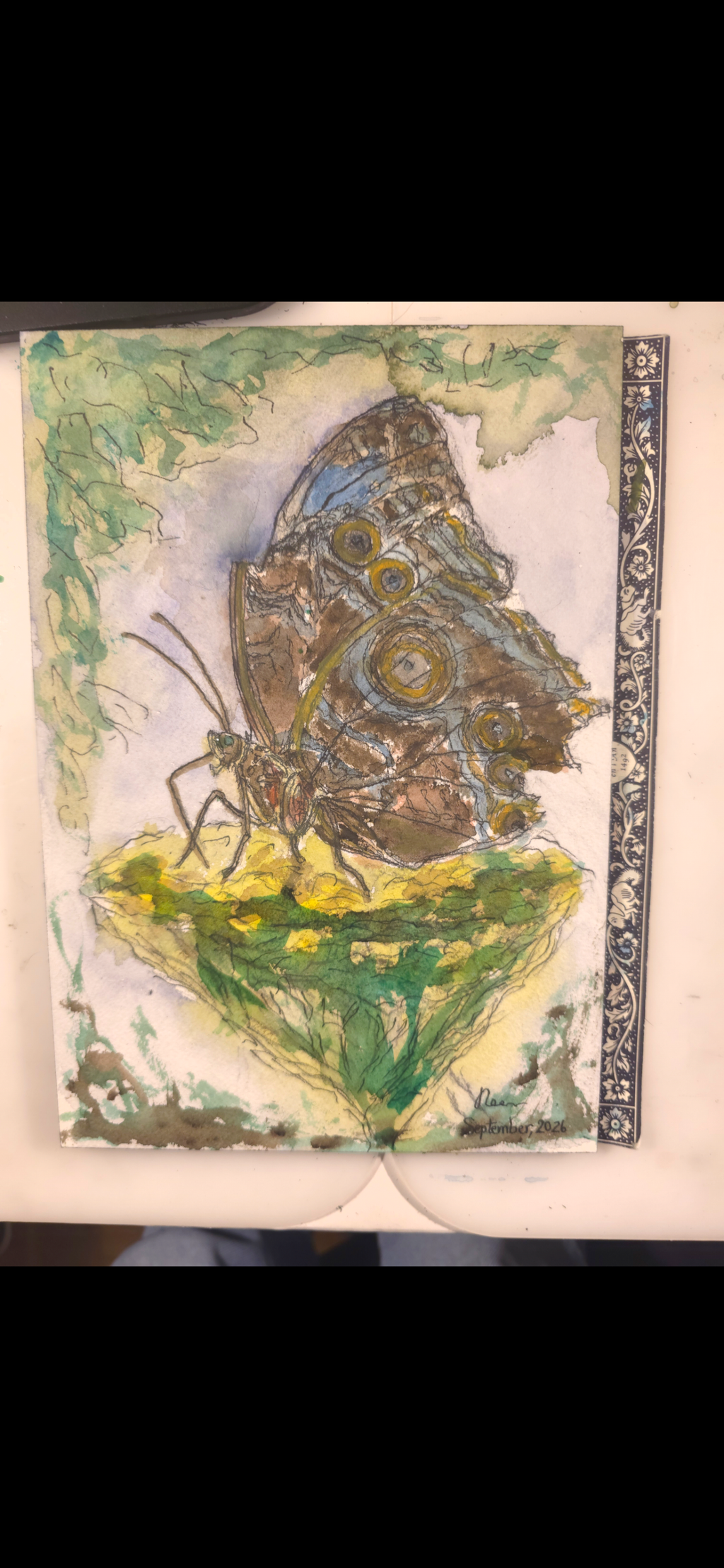 "A Butterfly in the Dark" - an original mixed-media painting