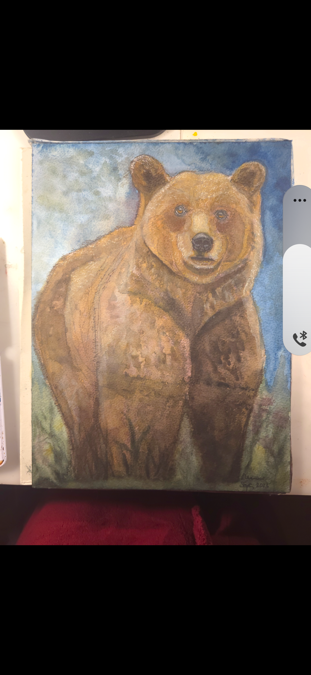 "A Bear in a Meadow" - an original mixed-media painting