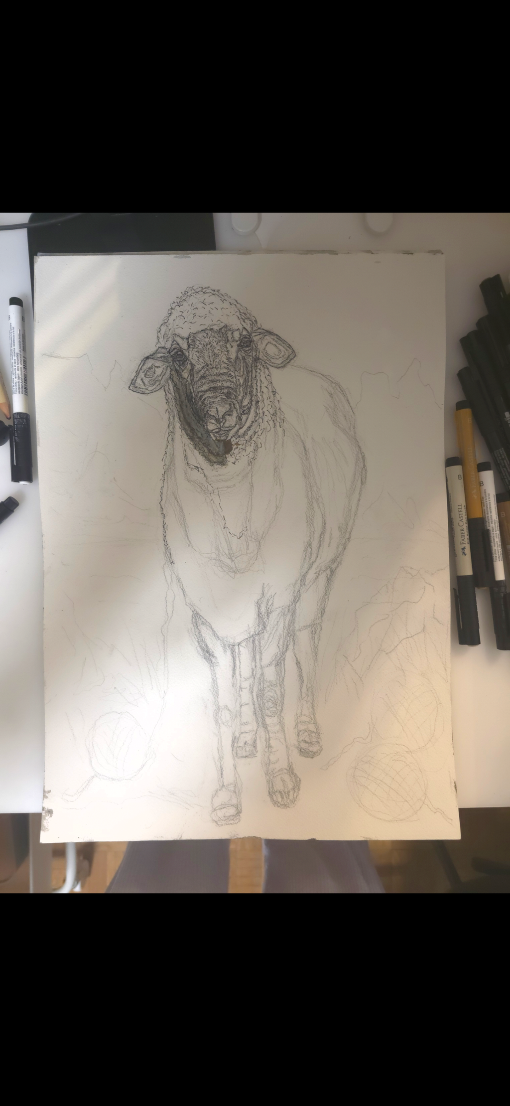 "A Sheep and the Sea" - an original mixed-media painting