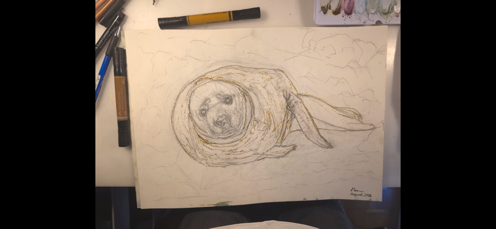 "A Seal at the Seashore" - an original mixed-media painting
