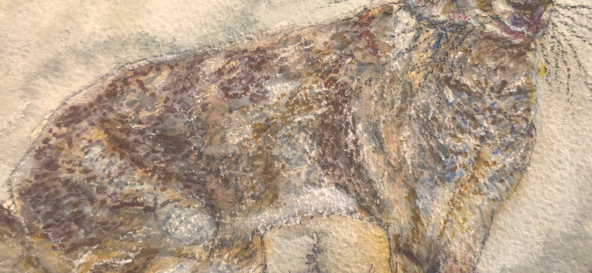 "A Hare in the Dark" - an original mixed-media painting