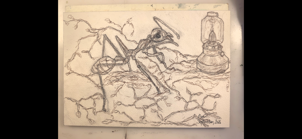 "An Ant Stumbles upon a Lamp" - an original mixed-media painting