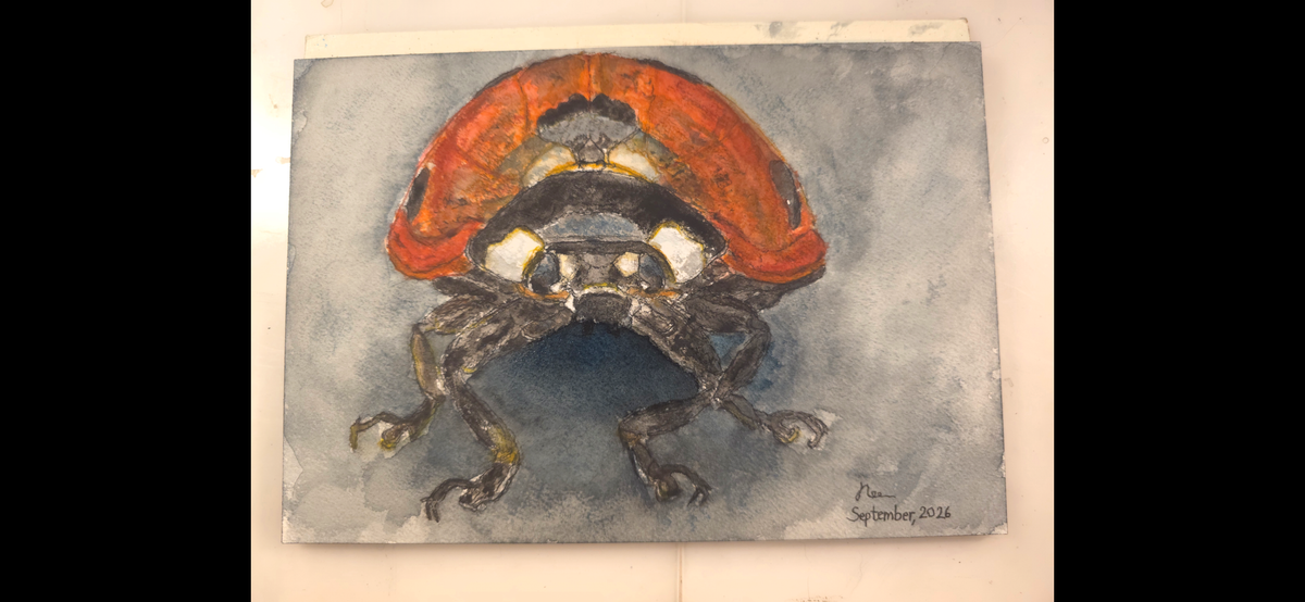"A Ladybird in the Dark" - an original mixed-media painting
