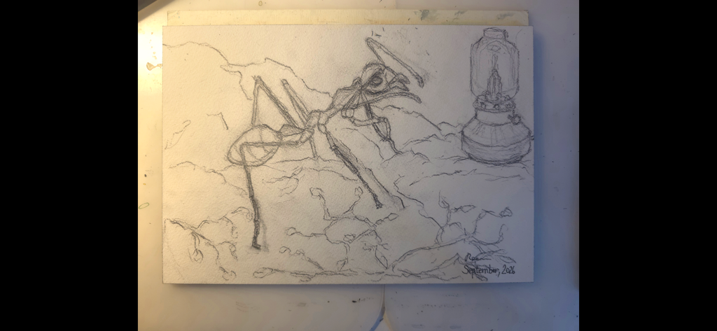 "An Ant Stumbles upon a Lamp" - an original mixed-media painting