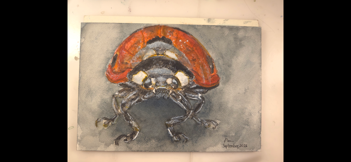 "A Ladybird in the Dark" - an original mixed-media painting