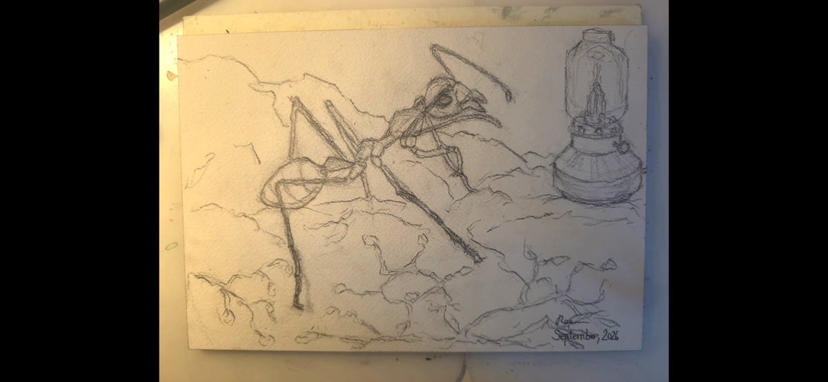 "An Ant Stumbles upon a Lamp" - an original mixed-media painting
