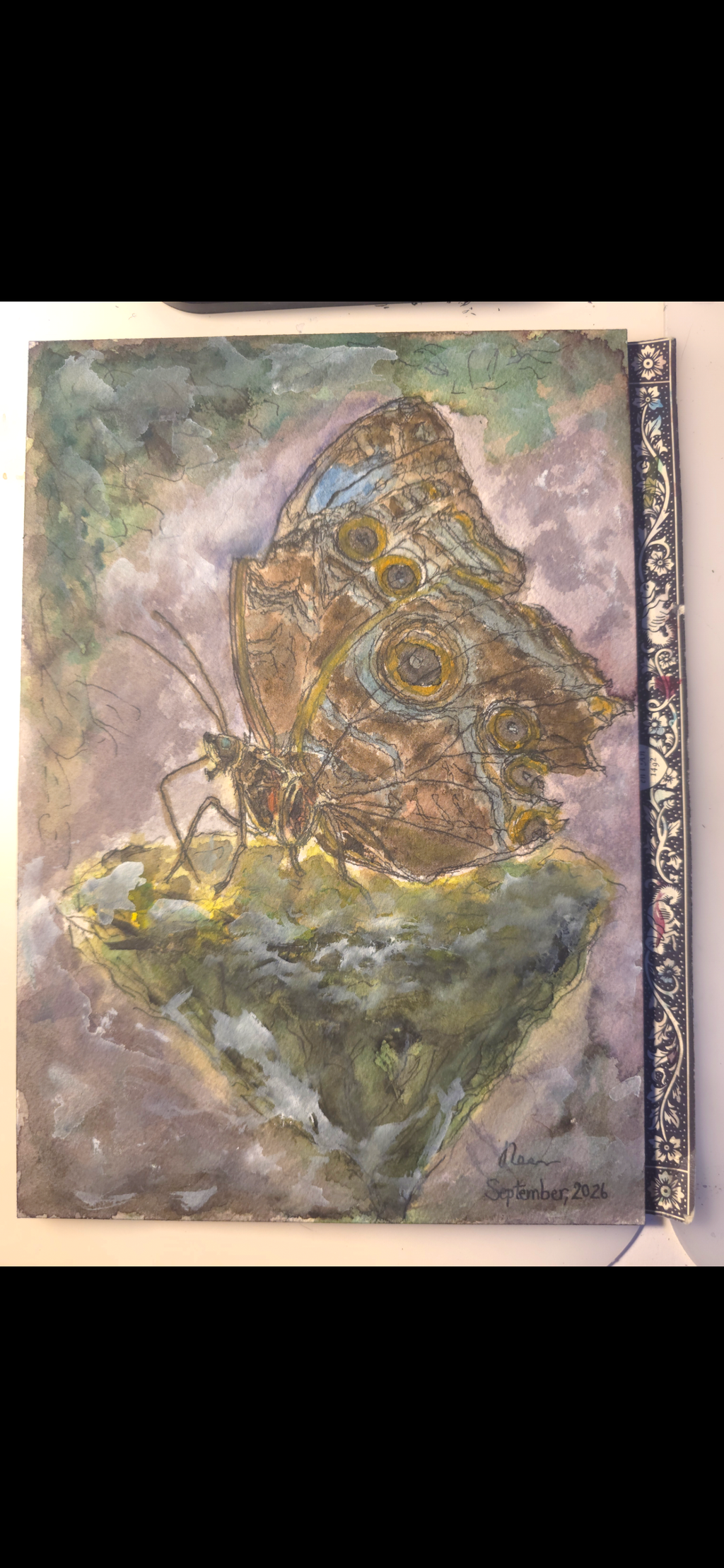 "A Butterfly in the Dark" - an original mixed-media painting