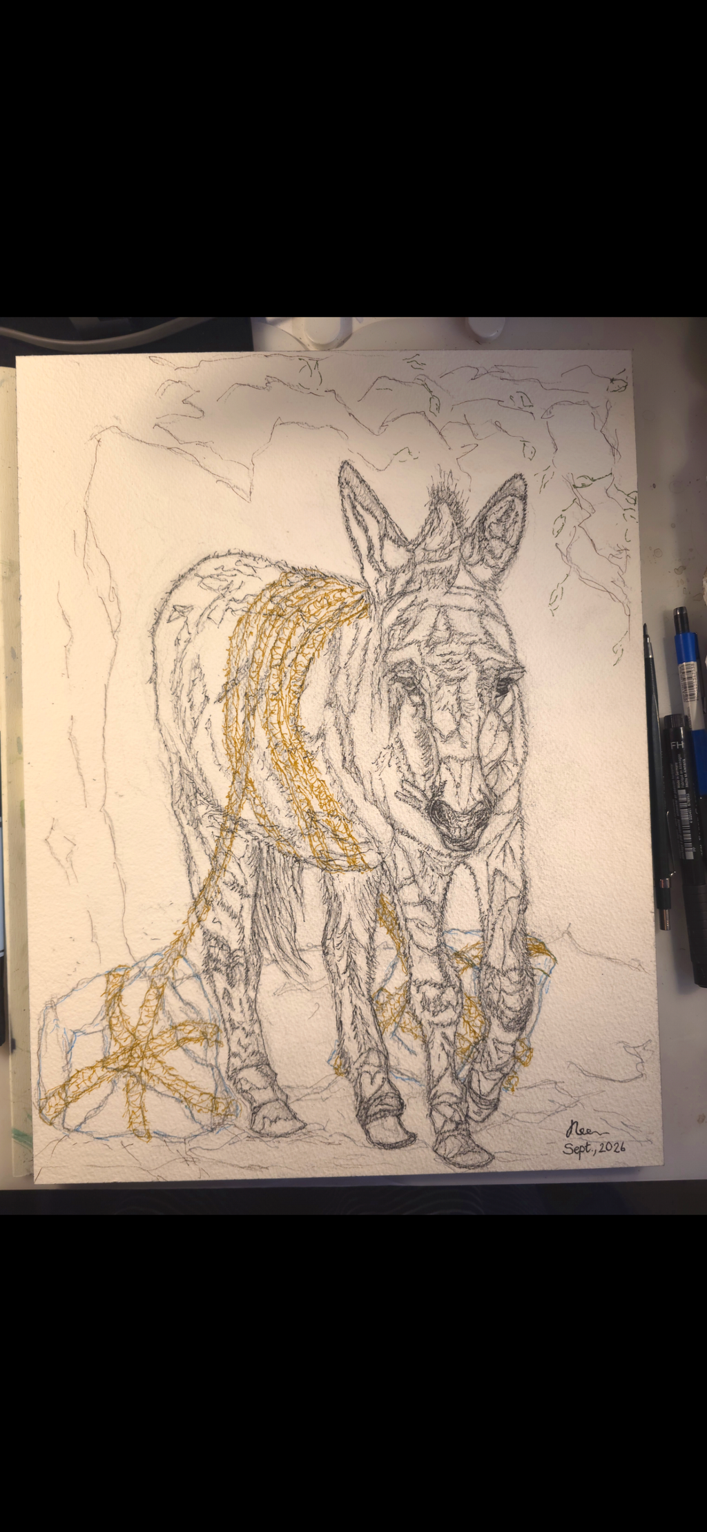 "A Burdened Donkey" - an original mixed-media painting