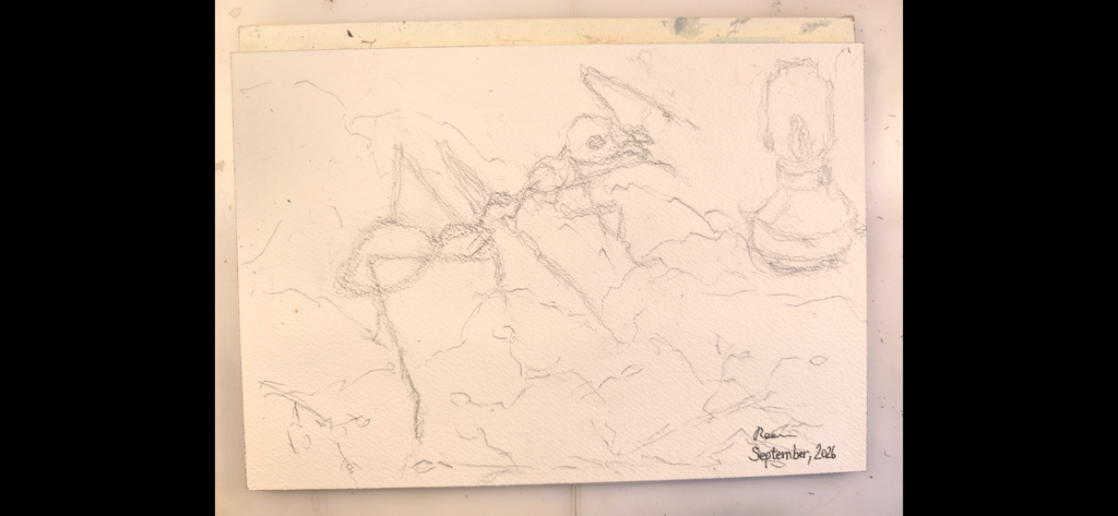 "An Ant Stumbles upon a Lamp" - an original mixed-media painting