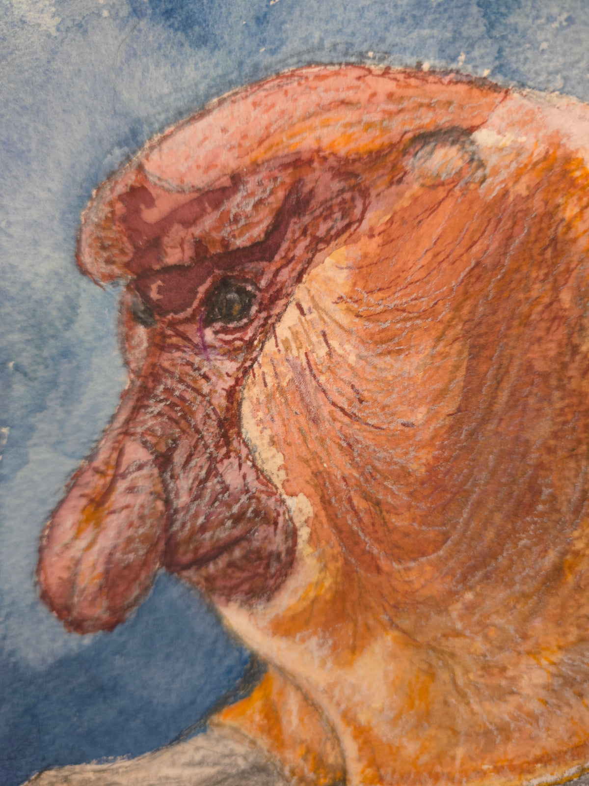 "A Proboscis Monkey Contemplating Life" - an original mixed-media painting