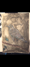 "A Raven in the Night" - an original mixed-media painting