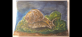 "A Snail on the Lettuce Leaf in the Night" - an original mixed-media painting