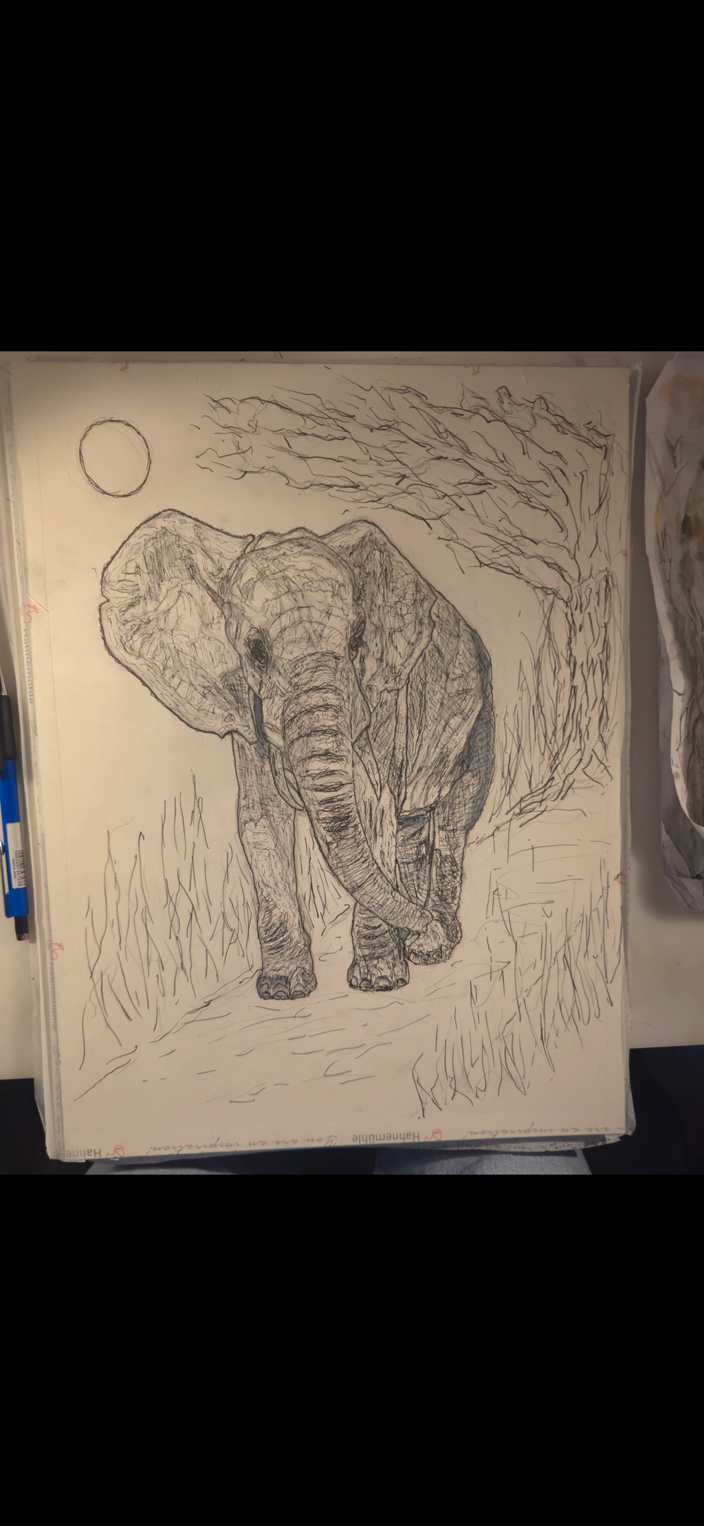 "An Elephant in the Moonlight" - an original mixed-media painting