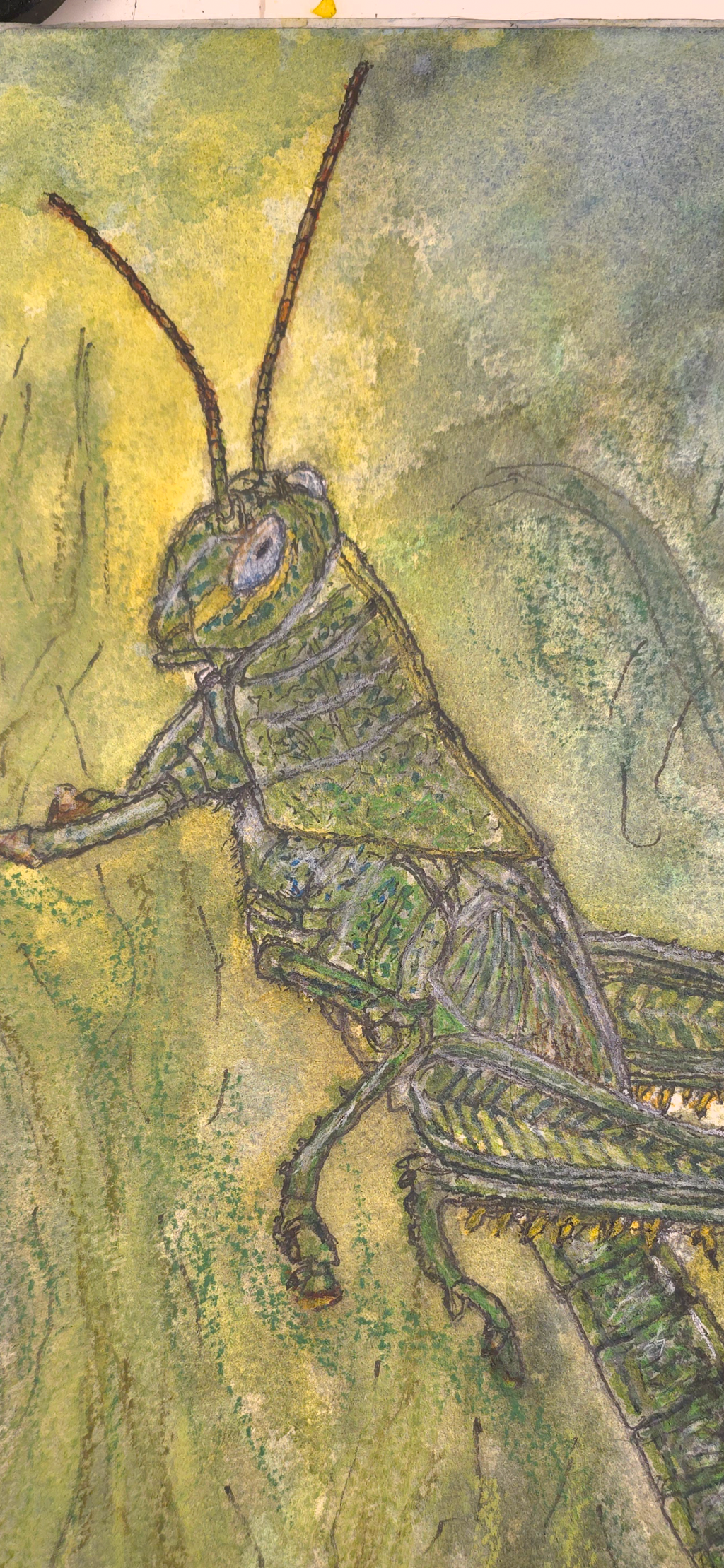 "A Grasshopper" - original mixed-media painting