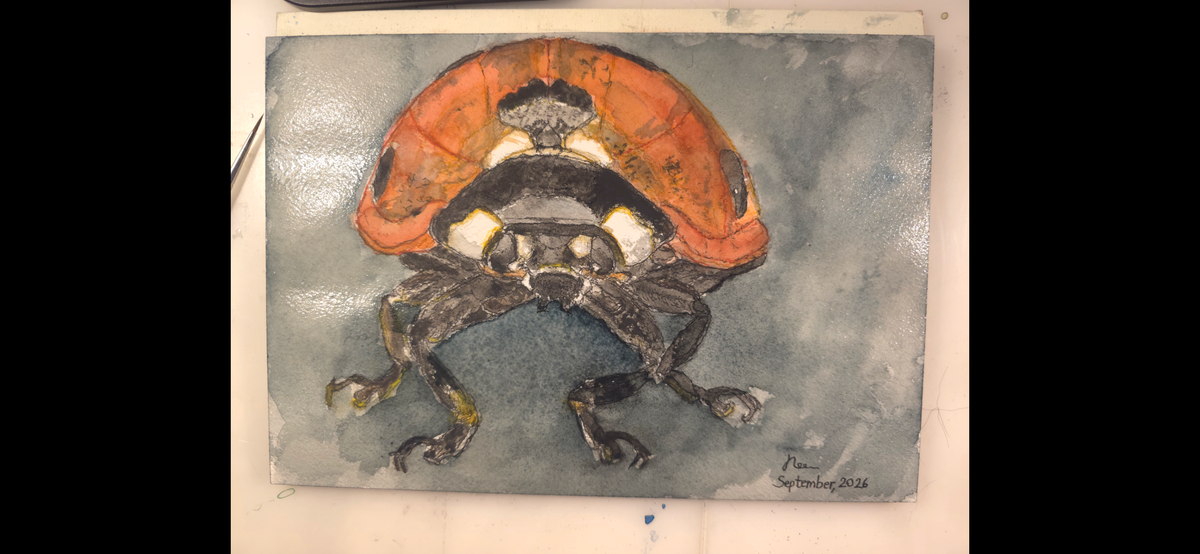 "A Ladybird in the Dark" - an original mixed-media painting