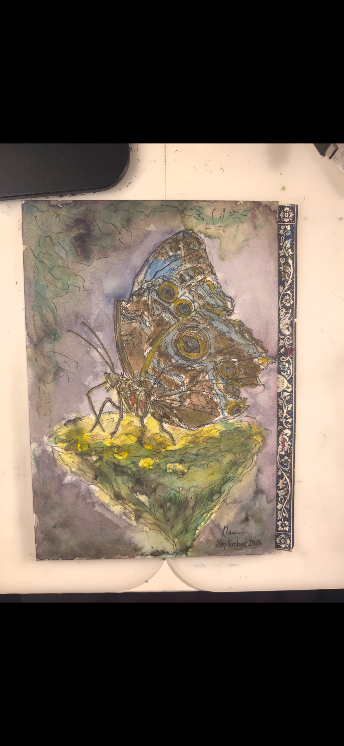 "A Butterfly in the Dark" - an original mixed-media painting