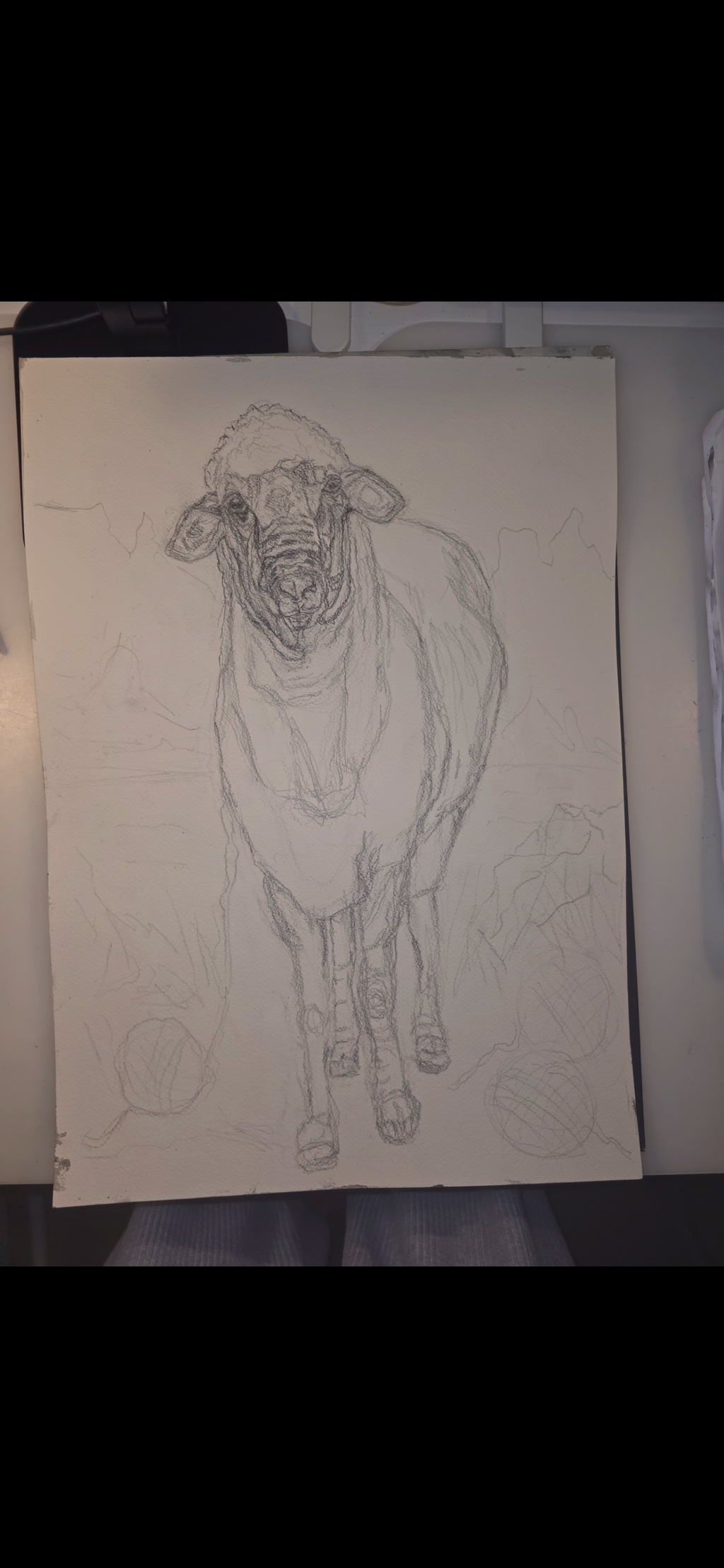 "A Sheep and the Sea" - an original mixed-media painting